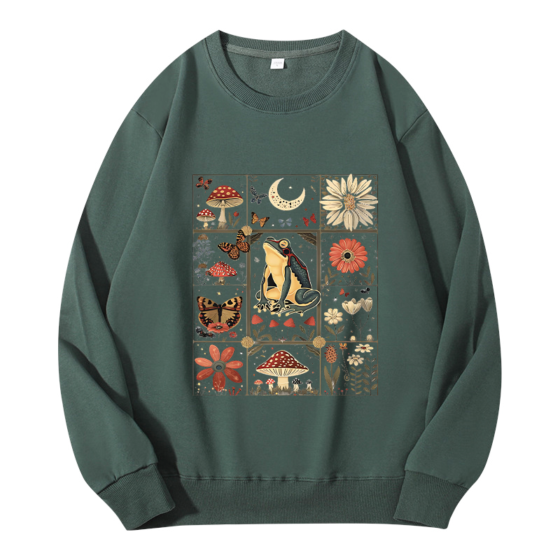 Tokyocanvas Celestial Frog Goblincore Mushroom Classic Sweatshirt