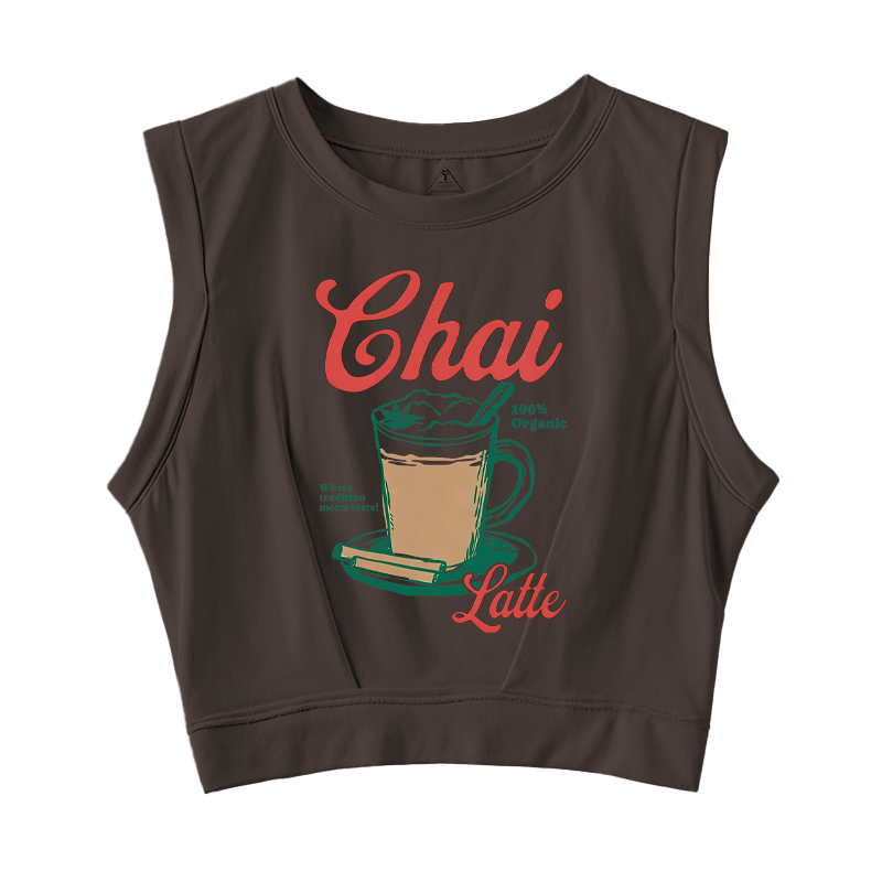 Tokyocanvas Trending Chai Latte 90s Sleeveless Crop Top