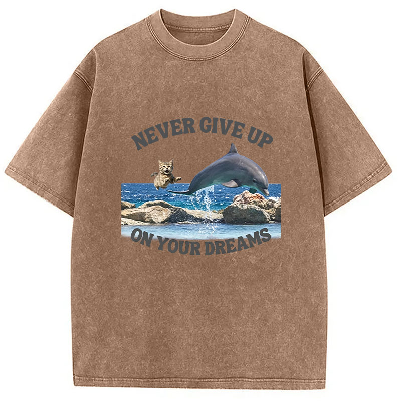 Tokyocanvas Never Give Up On Your Dreams Washed T-Shirt