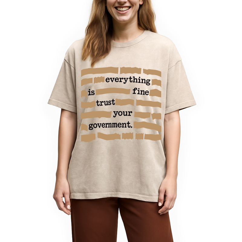 Tokyocanvas Everything is Fine Meme Washed T-Shirt