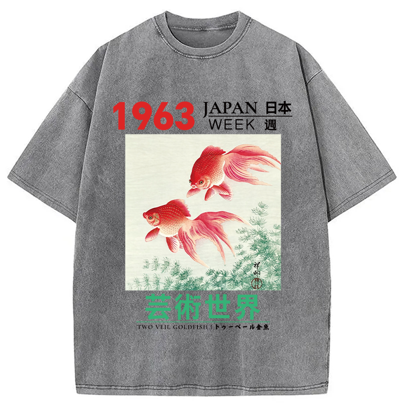 Tokyocanvas Two Veil Goldfish Washed T-Shirt