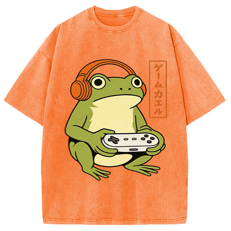 Tokyocanvas Japanese Gamer Frog Washed T-Shirt