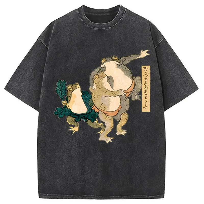 Tokyocanvas Sumo Frogs Japan Washed T-Shirt