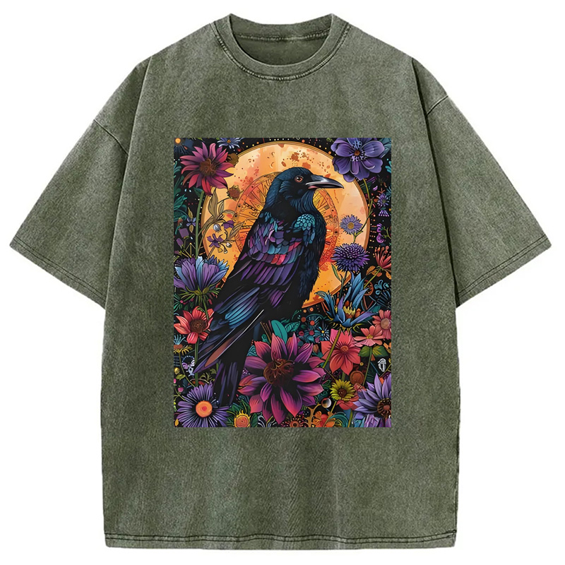 Tokyocanvas Mandala Crow Washed T-Shirt