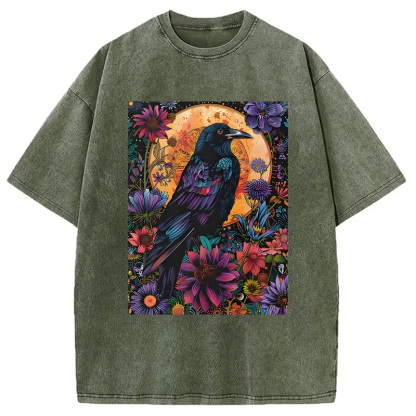 Tokyocanvas Mandala Crow Washed T-Shirt