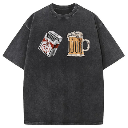 Tokyocanvas Cigarette and Beer Breakfast Combo Joke Washed T-Shirt