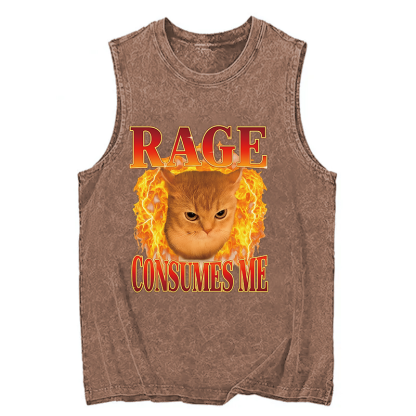 Tokyocanvas Rage Consumes Me Edgy Funny Cat Meme Washed Tank