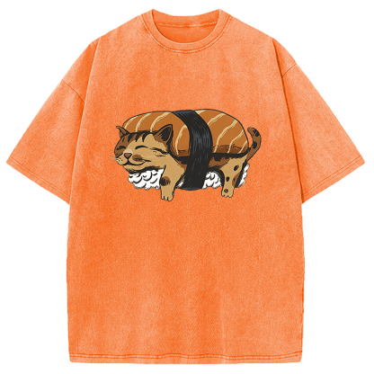 Tokyocanvas Nigiri Sushi With Cat Filling Washed T-Shirt