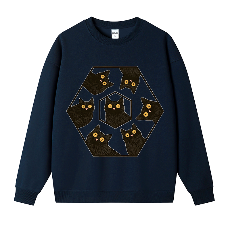 Tokyocanvas Black Cats Are Watching You Fleece Lined Sweatshirt