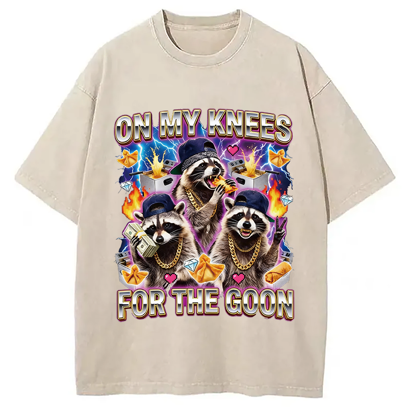 Tokyocanvas On My Knees Meme Washed T-Shirt