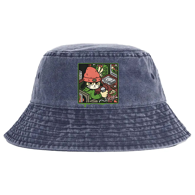 Tokyocanvas Rapper Cat Washed Bucket Hat