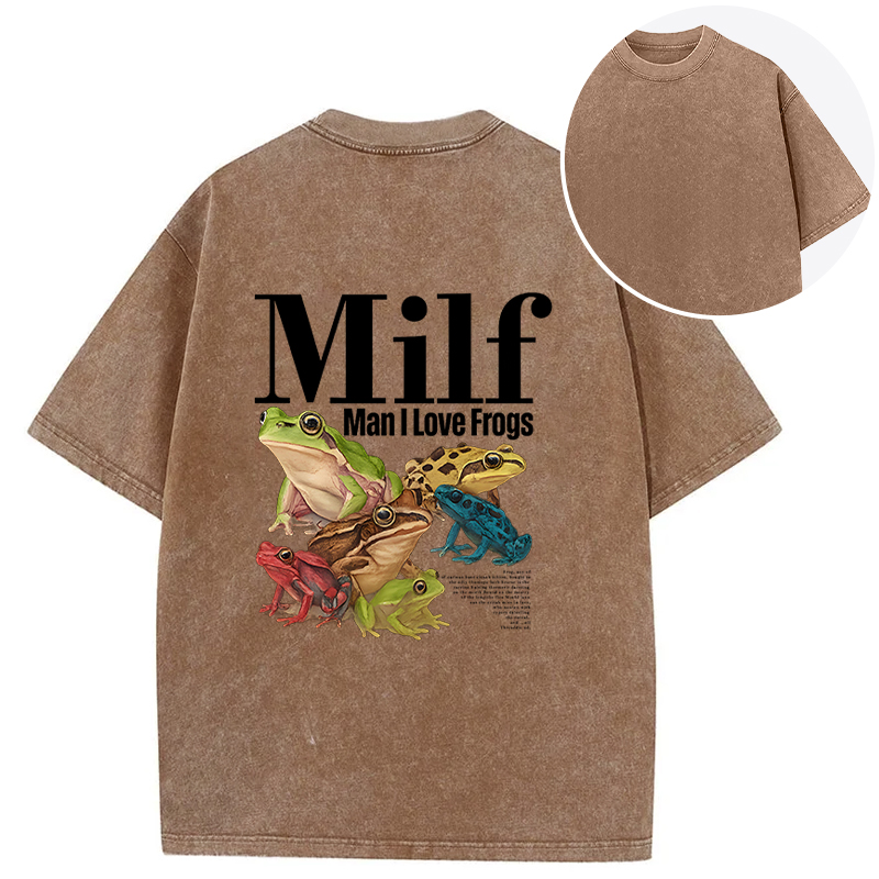 Tokyocanvas Man I Love Frogs Meme Back Washed T-Shirt