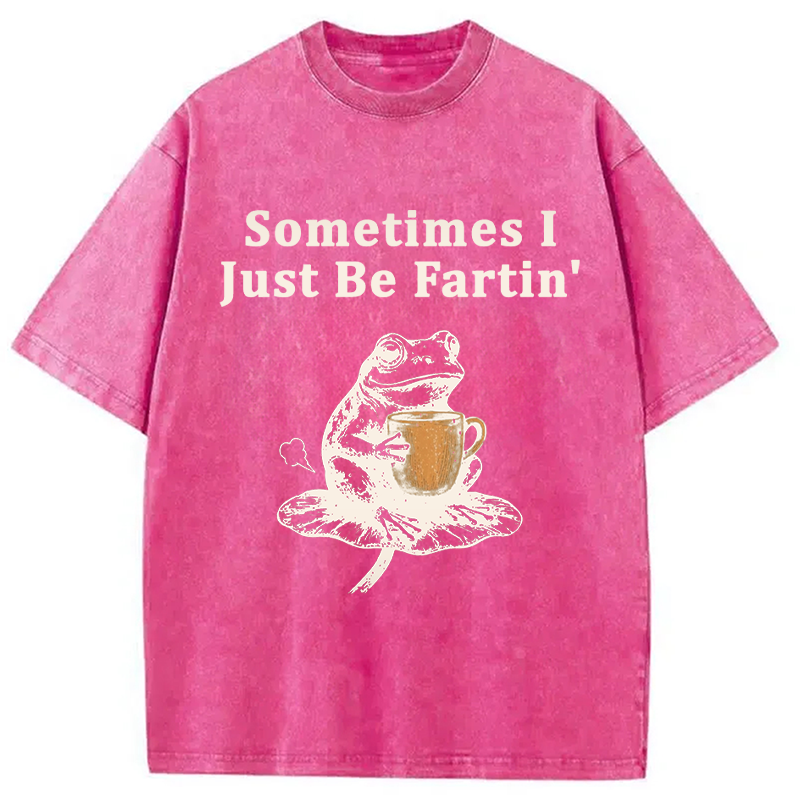 Tokyocanvas Sometimes I Just Be Fartin Funny Frog Washed T-Shirt