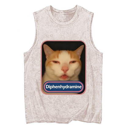 Tokyocanvas Pink Diphenhydramine Meme Cat Washed Tank