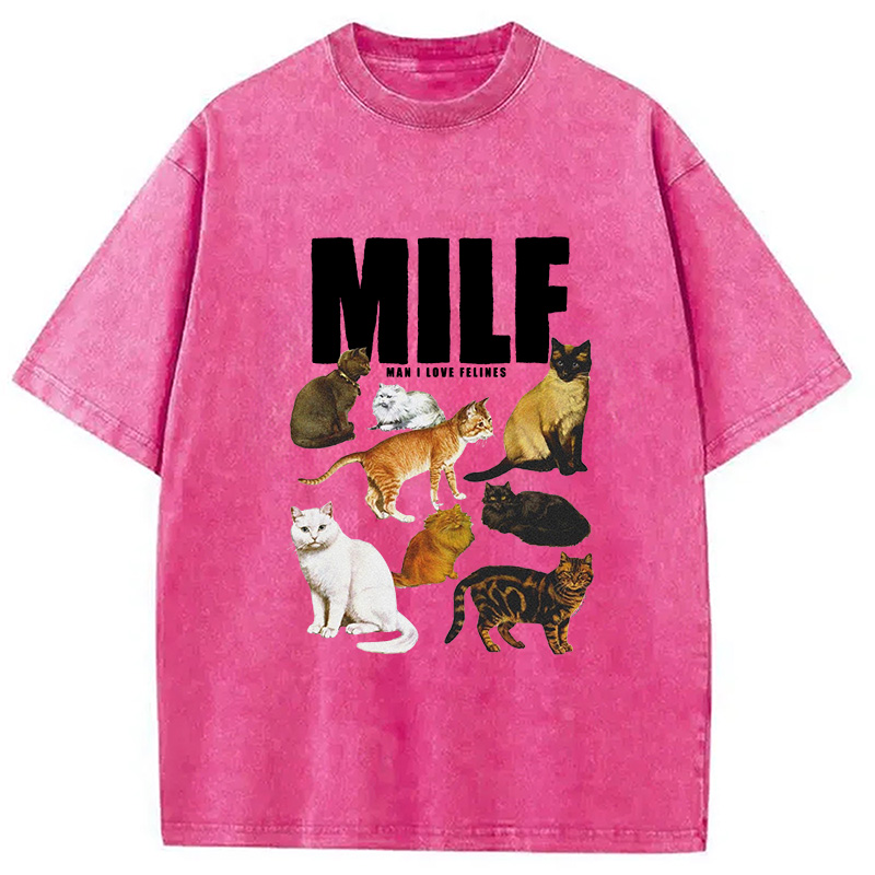 Tokyocanvas Man I Love Felines Cute Cat Washed T-Shirt