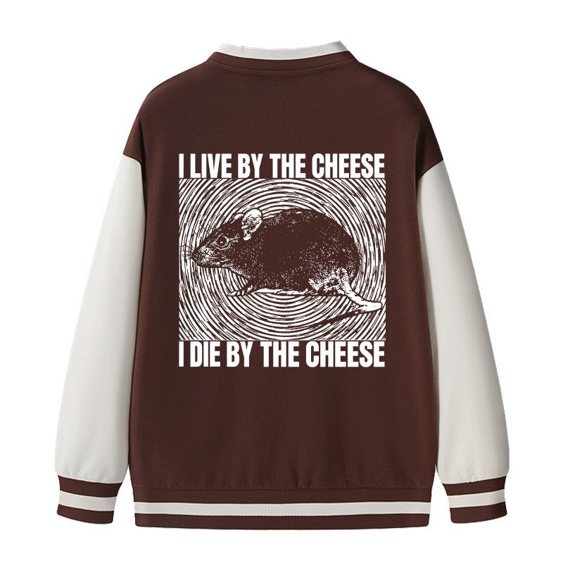 Tokyocanvas I Live By The Cheese Rat Varsity Jacket