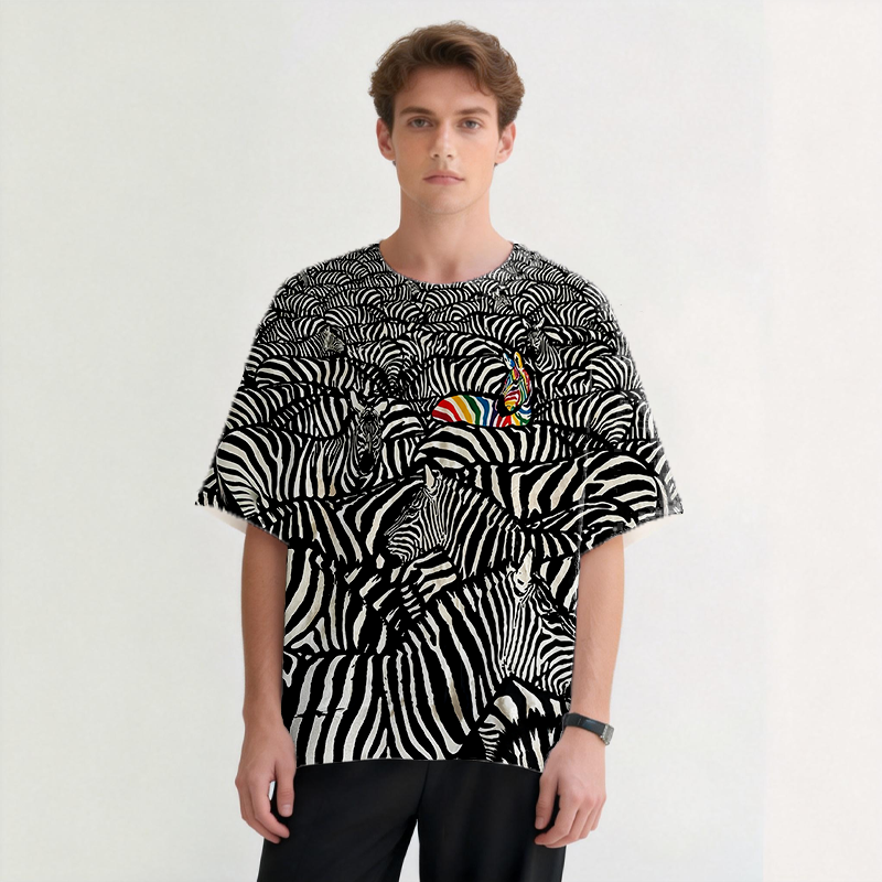 Tokyocanvas Rainbow Zebra Graphic Print T-shirt