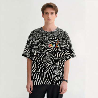 Tokyocanvas Rainbow Zebra Graphic Print T-shirt