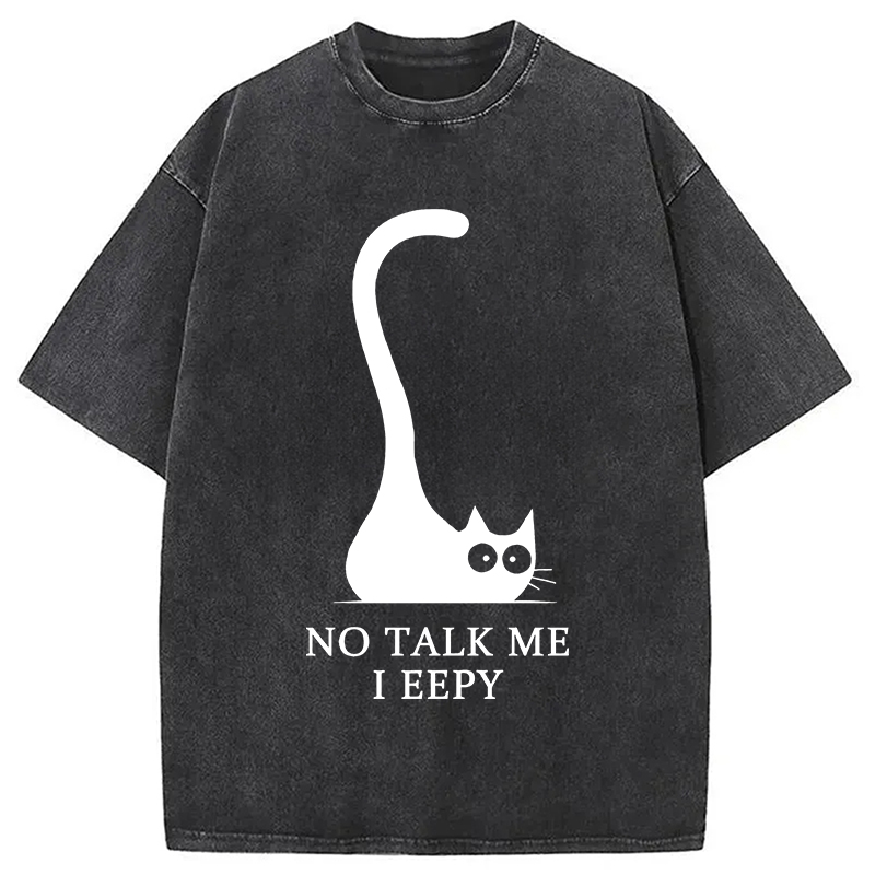 Tokyocanvas Cat Who Doesn't Want To Talk Washed T-Shirt