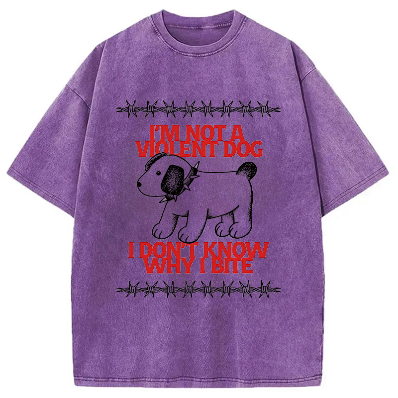 Tokyocanvas I'm Not A Violent Dog I Don't Know Why I Bite Washed T-Shirt