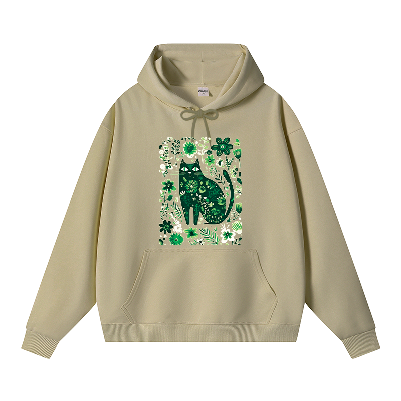 Tokyocanvas A Cat Among Flowers Fleece Lined Hoodie