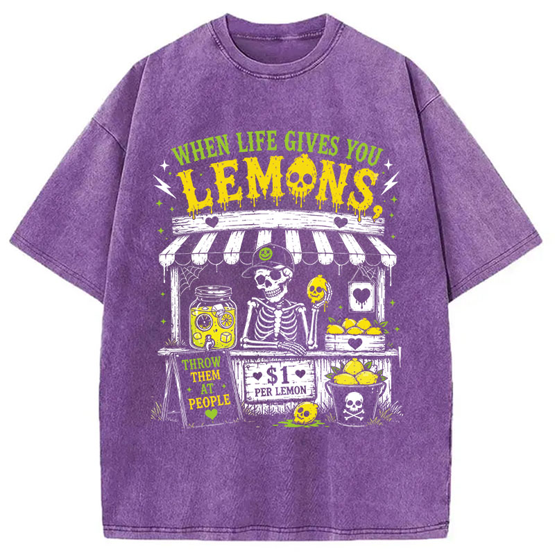 Tokyocanvas	 When Life Gives You Lemons DTG Printing Washed T-Shirt