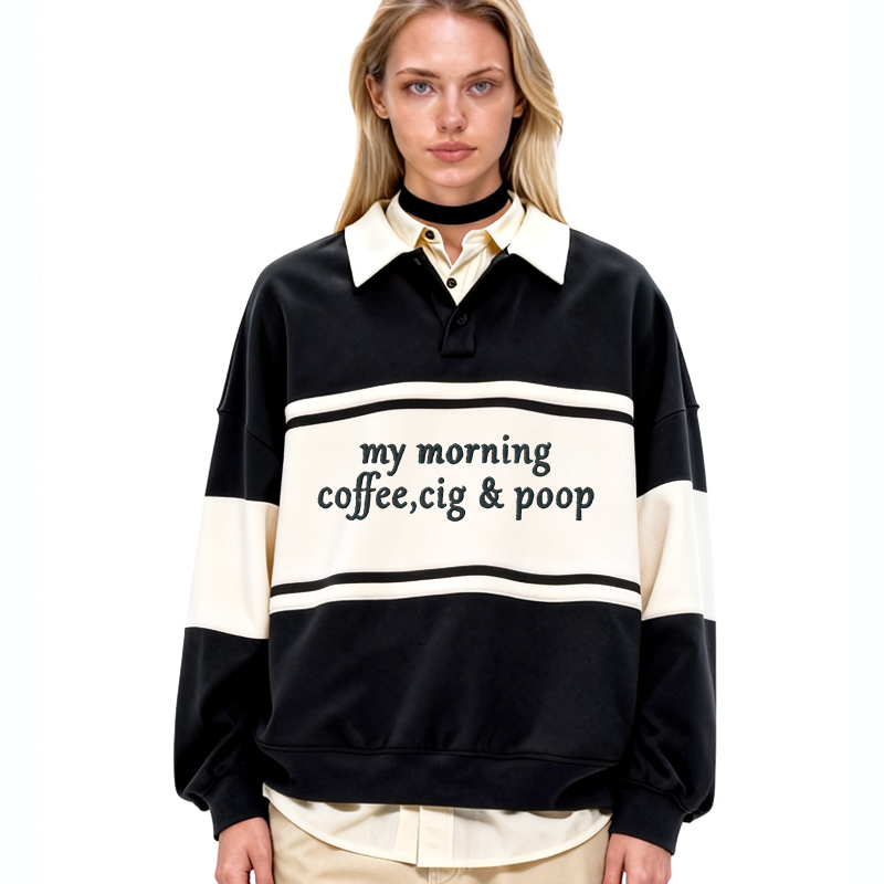 Tokyocanvas My Morning Polo Embroidered Sweatshirt