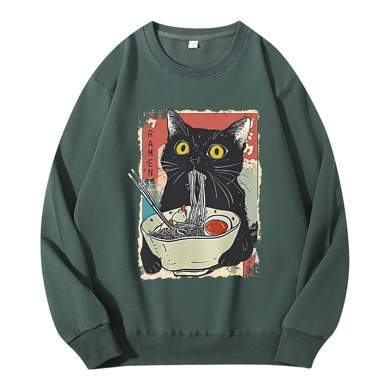 Tokyocanvas Cute Cat Eating Ramen Classic Sweatshirt