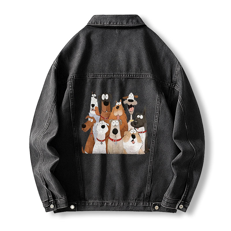 Tokyocanvas Funny Cute Dog Art Print Jean Jackets