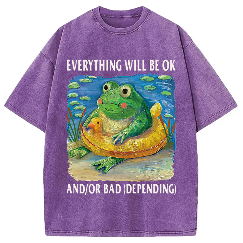 Tokyocanvas Everythings Ok Frog Washed T-Shirt