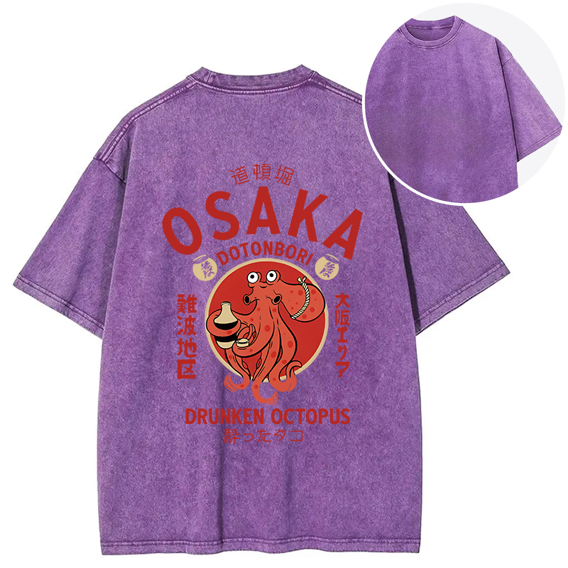 Tokyocanvas Drunken Octopus Japan Back Washed T-Shirt