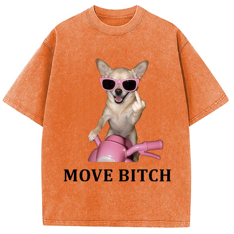 Tokyocanvas Move! Cute Chihuahua Washed T-Shirt