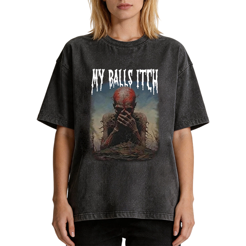 Tokyocanvas My Balls Inch Thinking Skeleton Washed T-Shirt