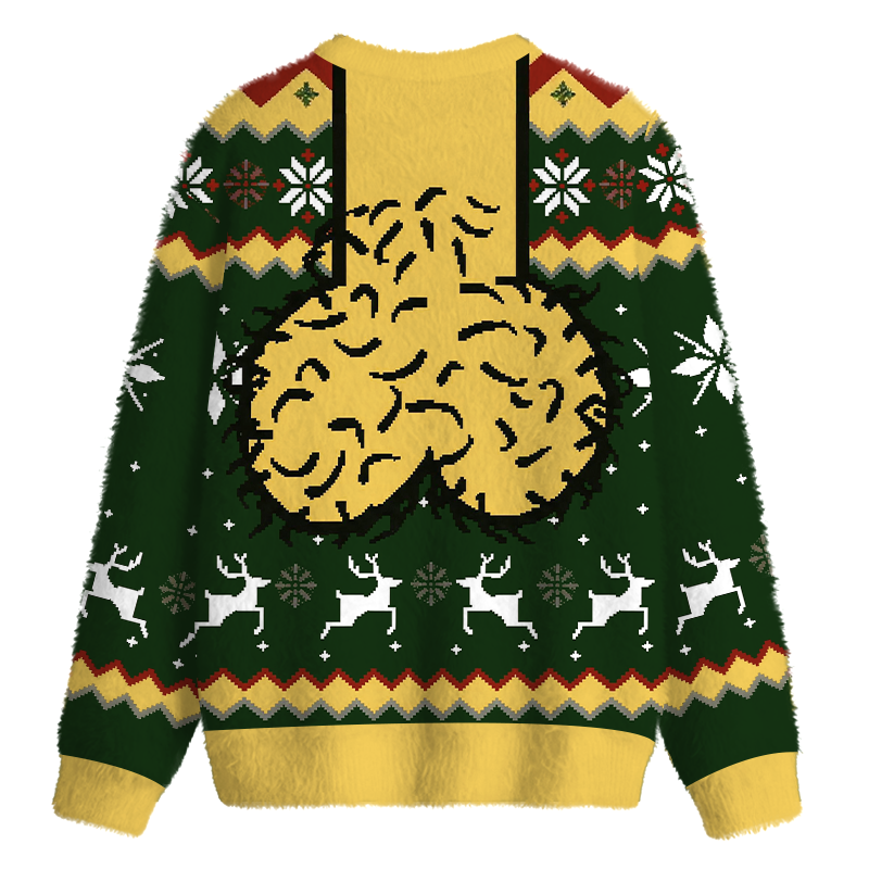 Tokyocanvas Hilarious Naughty Black Fuzzy Christmas Ugly Sweatshirt