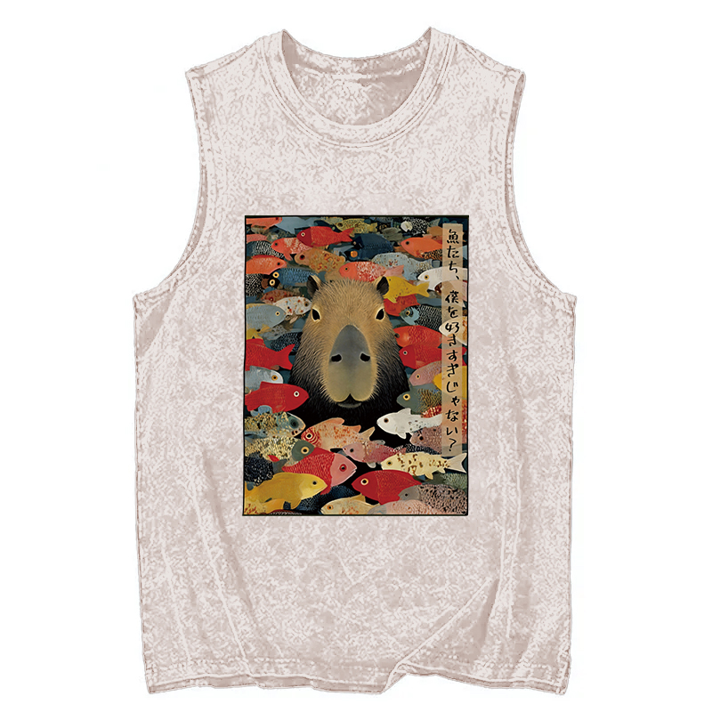 Tokyocanvas Am I Too Lovable Capybara Washed Tank