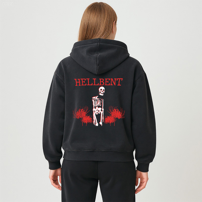 Tokyocanvas Hellbent Skeleton Washed Zip Hoodie