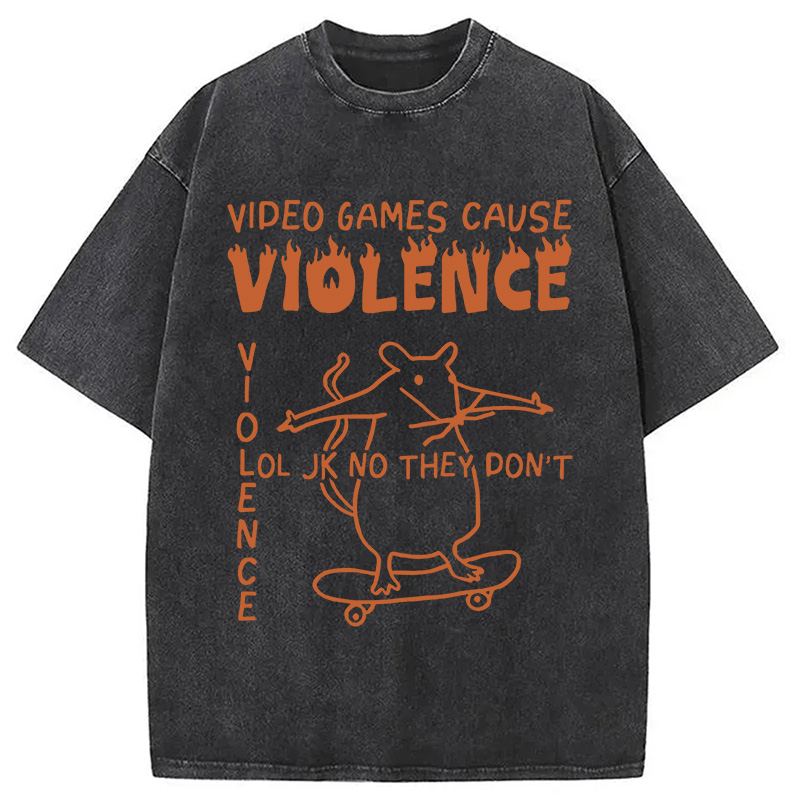 Tokyocanvas Video Games Cause Violence Washed T-Shirt