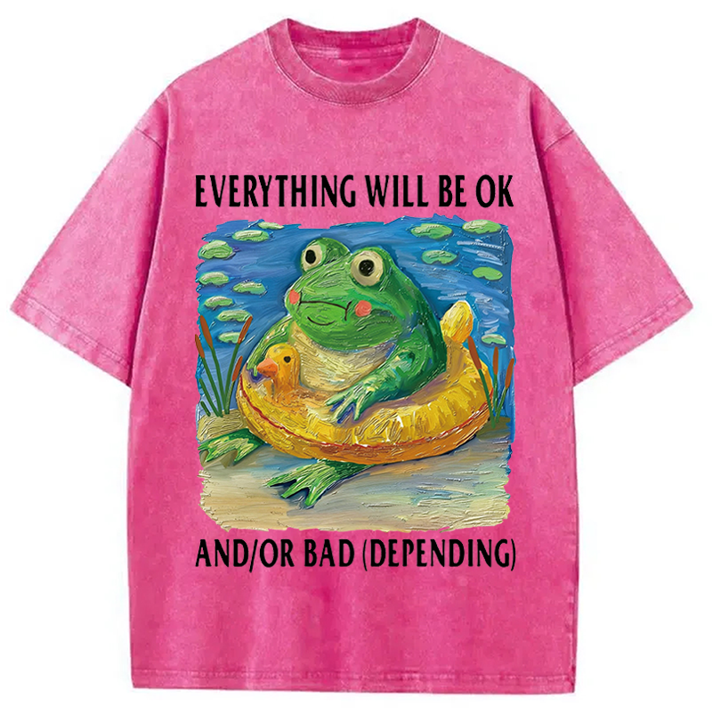 Tokyocanvas Everythings Ok Frog Washed T-Shirt