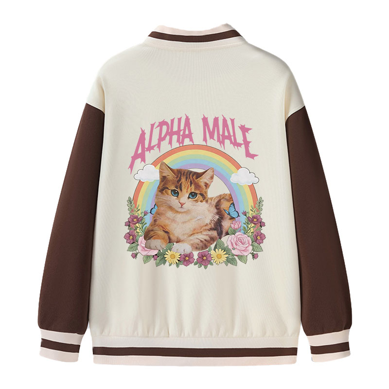 Tokyocanvas Alpha Male Funny Kitten Meme Varsity Jacket