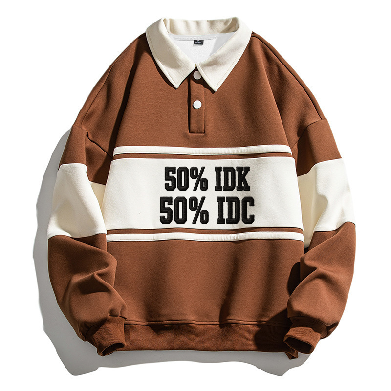 Tokyocanvas Half Half Polo Embroidered Sweatshirt