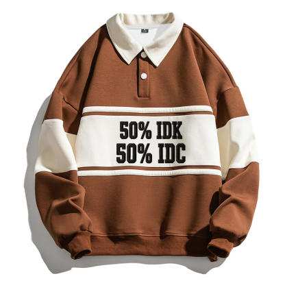 Tokyocanvas Half Half Polo Embroidered Sweatshirt