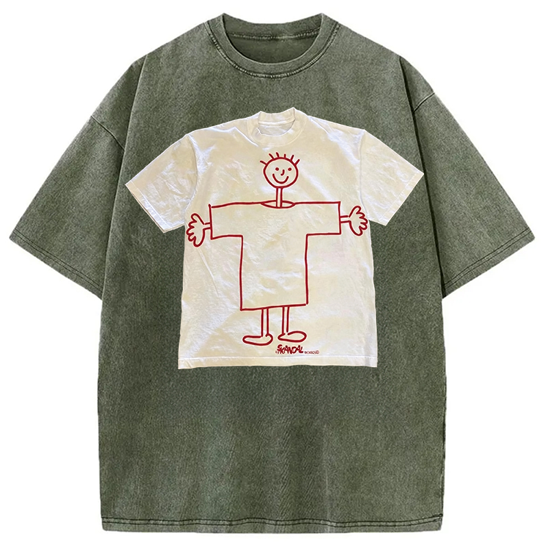 Tokyocanvas Children's Self Drawing Shirt Of Washed T-Shirt