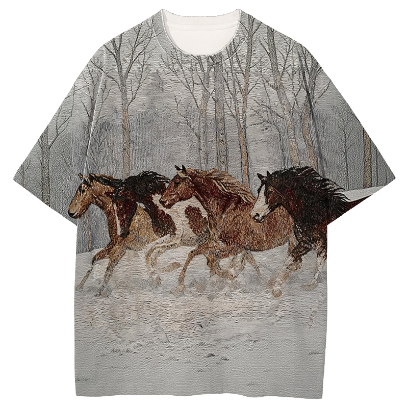 Tokyocanvas Wild Horses Graphic Print T-shirt