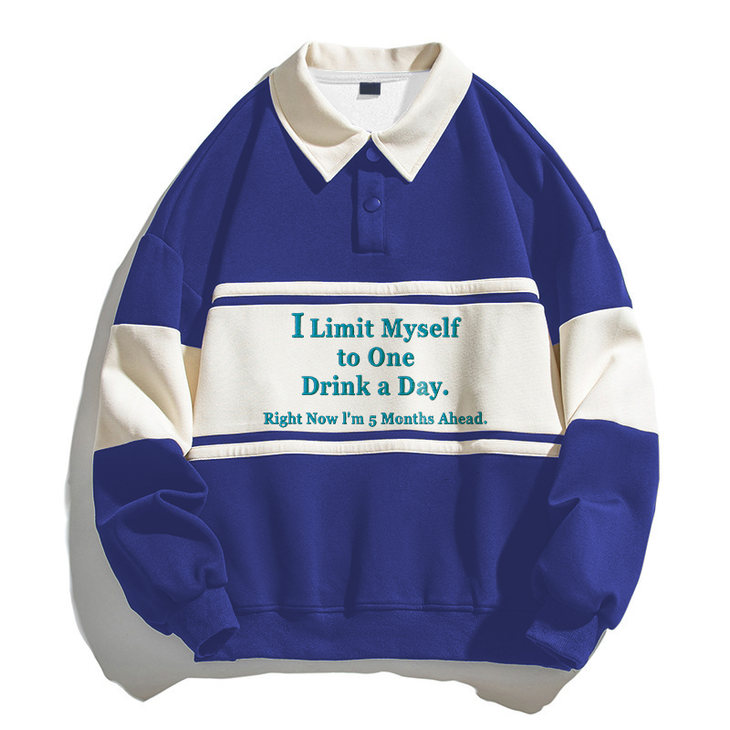 Tokyocanvas One Drink A Day Polo Embroidered Sweatshirt