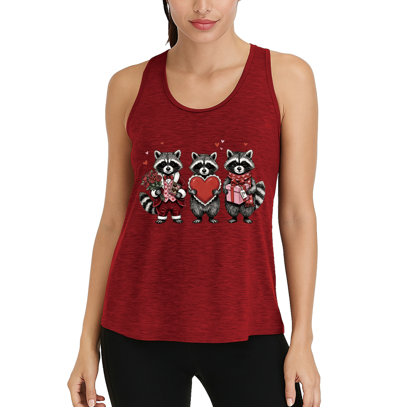 Tokyocanvas Valentines Raccoon Fitness Tank