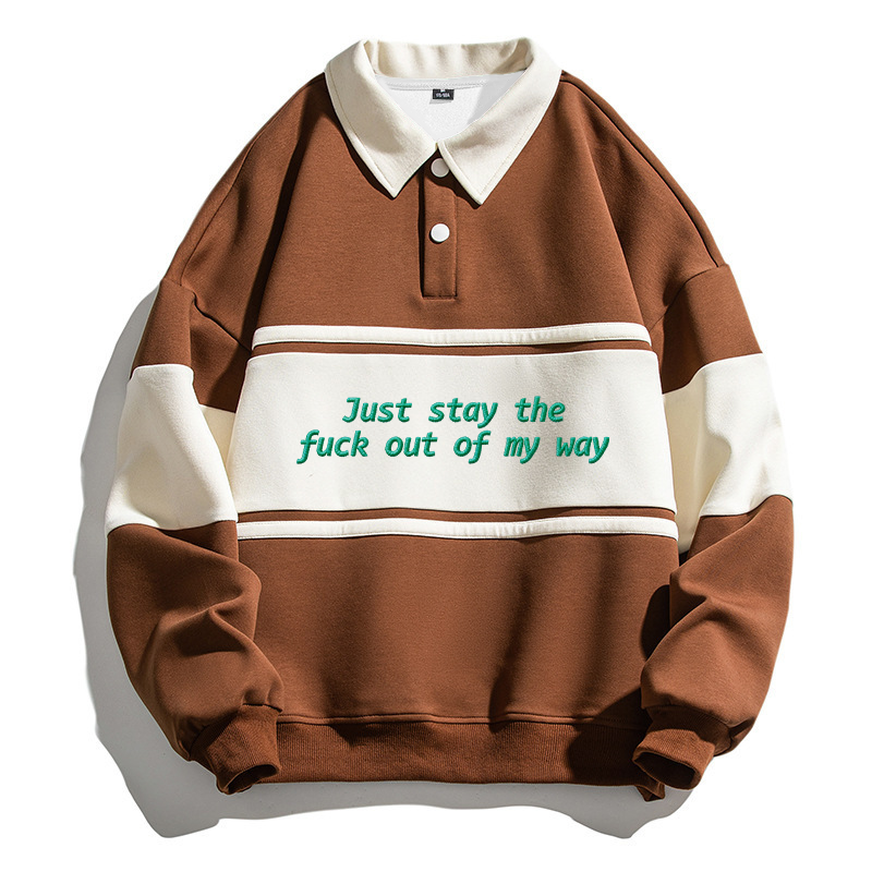 Tokyocanvas Just Stay the Fu*k out of My Way Polo Embroidered Sweatshirt