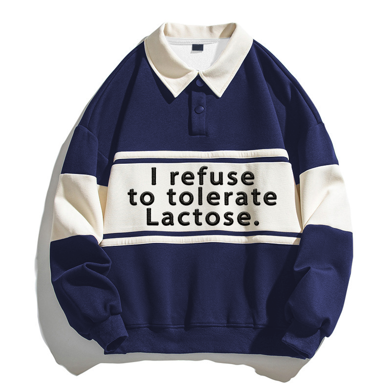 Tokyocanvas I Refuse To Tolerate Lactose Polo Embroidered Sweatshirt