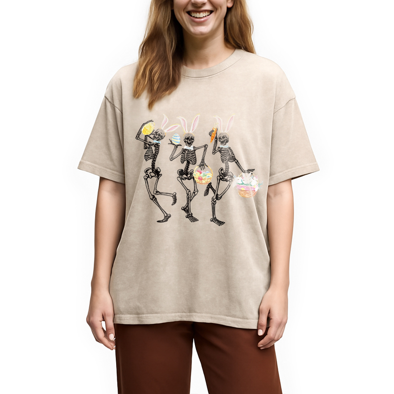 Tokyocanvas Easter Dancing Skeleton Washed T-Shirt