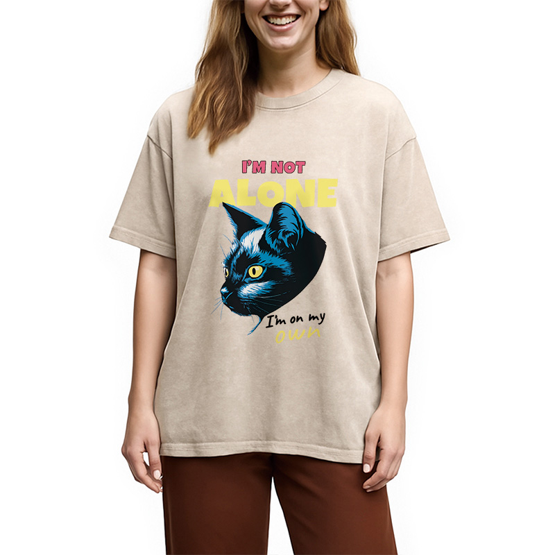 Tokyocanvas I'm Not Alone Cat Washed T-Shirt