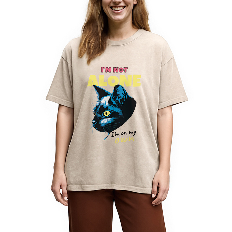 Tokyocanvas I'm Not Alone Cat Washed T-Shirt